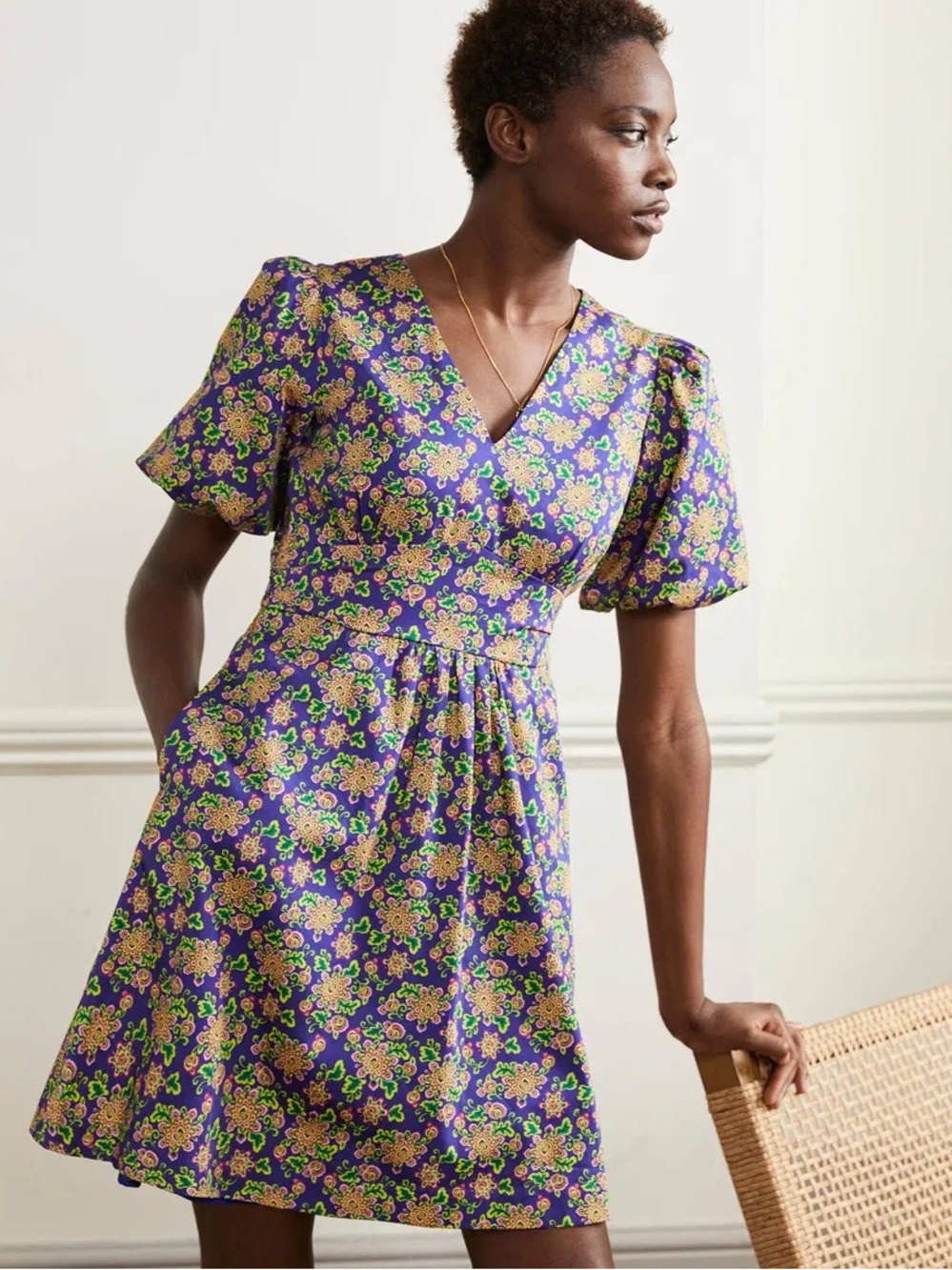 Boden Ella Puff Sleeve Dress Size 12L